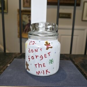 Vintage Anchor Hocking Treats for Santa Jar 16oz Gingerbread Print Novelty Rare